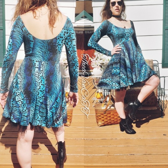 Vintage ♡ BJ Tulle Punk Goth Leopard Skater Dress! - Picture 4 of 6